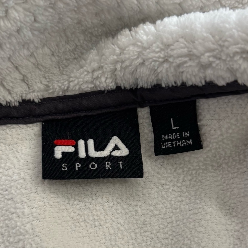 Fila Sport White/Gray Faux Fur Jacket Size Large - Picture 6 of 8